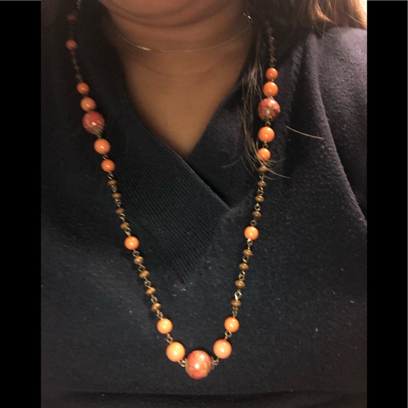 Orange pearl necklace - Picture 3 of 3